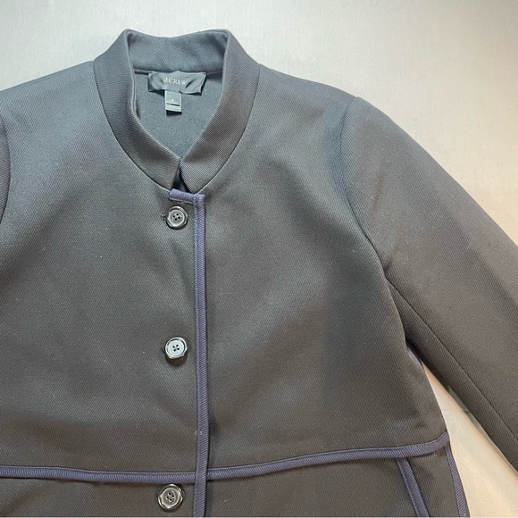 J Crew Tipped Twill Blazer Jacket w/ Mandarin Collar; Black/Navy - Womens Size 4 - Picture 9 of 16